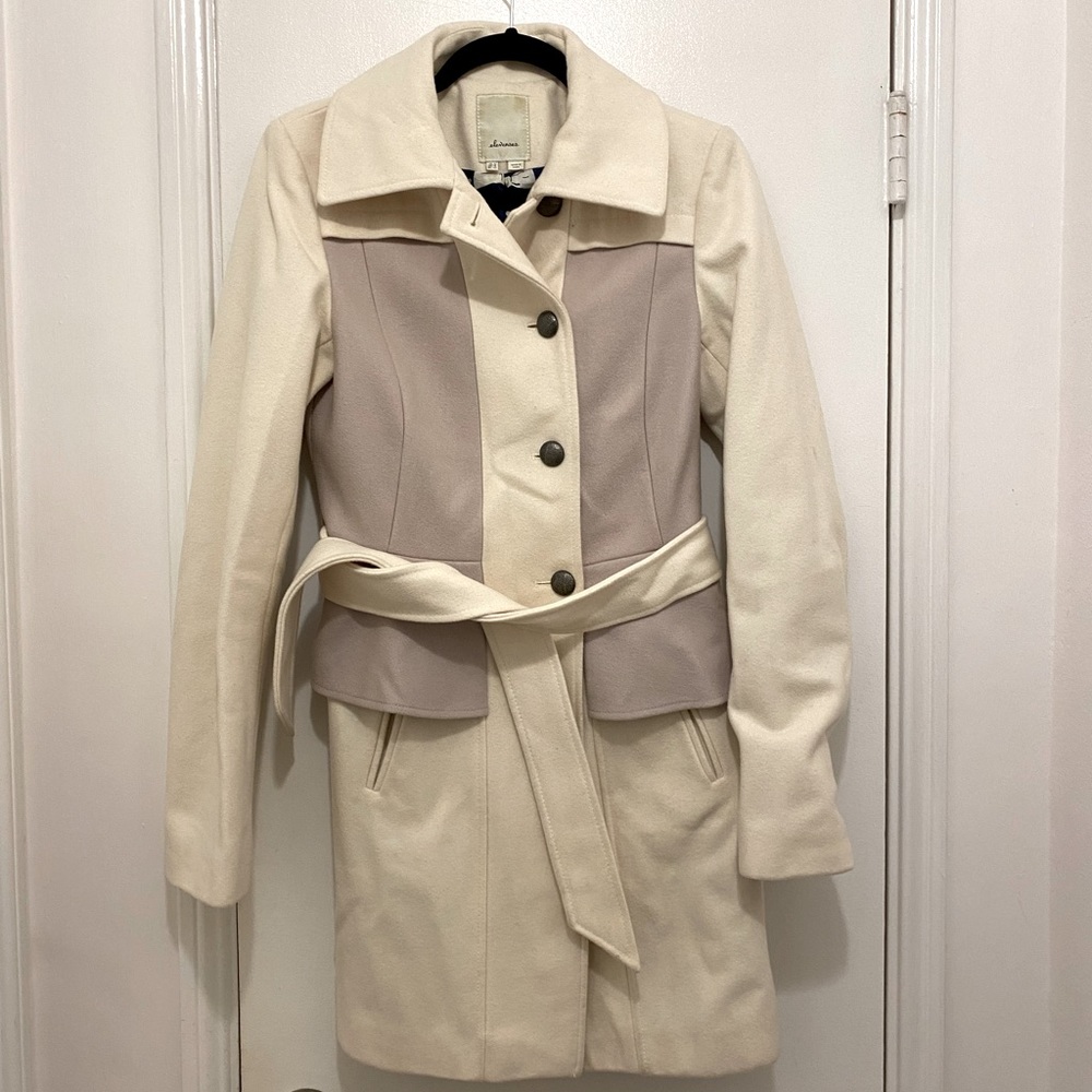 Used Elevenses White Wool Coat Anthropologie 6